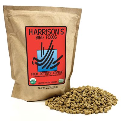 Harrison's Bird Foods High Potency CoarseMaximum Nutritional Formula for Medium to Large Birds, Certified Organic Non-GMO Pet Bird Food, Vet-Developed, Suitable for All Life Stages, 2.27 kg/ 5 lb