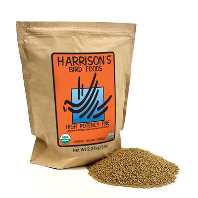 Harrison's Bird Foods High Potency Maximum Nutritional Formula for Small to Medium Birds, Certified Organic Non-GMO Pet Bird Food, Vet-Developed, Suitable for All Life Stages, 2.27 kg/ 5 lb