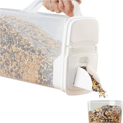 Buddeez Pet Food Storage Container - 8 Quart Capacity Bird Seed Container & Dog Food Storage, with Durable EZ Grip Handle and EZ Flip Lid with Pour Spout