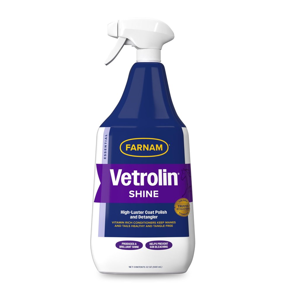 Farnam Vetrolin Shine, High-Luster Coat Polish and Detangler Spray, Ideal for Horses and Dogs, 32 oz.