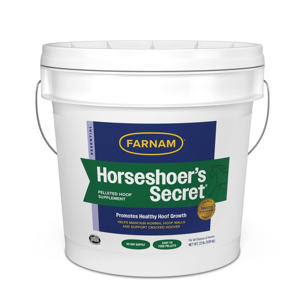 Farnam Horseshoer's Secret Pelleted Hoof & Biotin Supplements, Nutrient-Rich Formula with Amino & Fatty Acids, Omega-3 Minerals, Promotes Hoof Growth & Supports Cracked Hooves, 22 lb, 60-Day Supply
