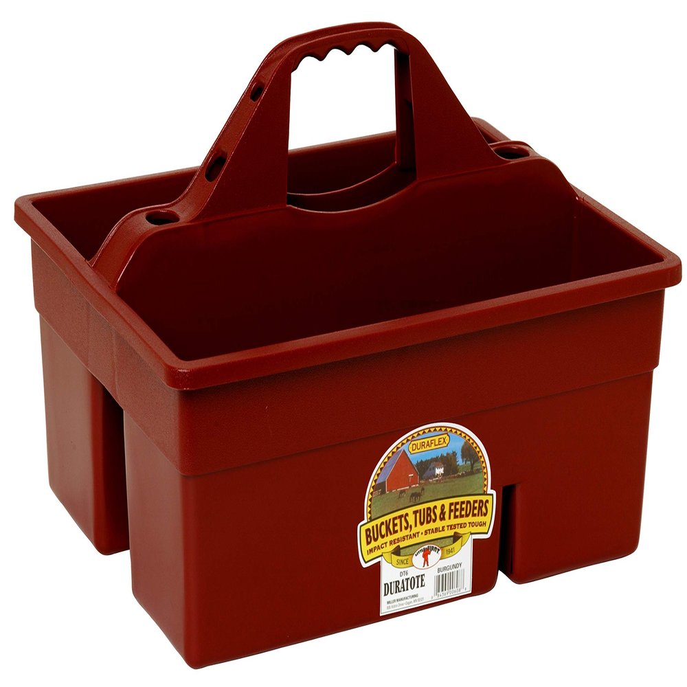Little Giant Plastic DuraTote | Horse Grooming DuraTote | Durable Tote Box Organizer with Easy Grip Handle | Extra Thick Sidewalls | Burgundy