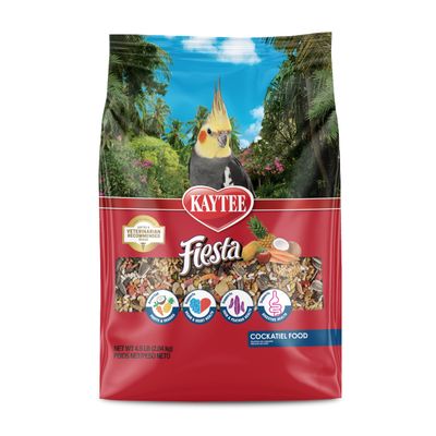 Kaytee Fiesta Cockatiel Food, Nutritious and Fun Blend, Supports Skin, Feather, Digestion, Brain and Heart Health, 4.5 pounds