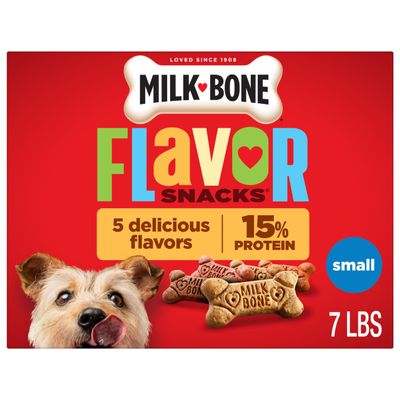 Milk-Bone Flavor Snacks Small Dog Biscuits, Flavored Crunchy Dog Treats, 7 Pound Box