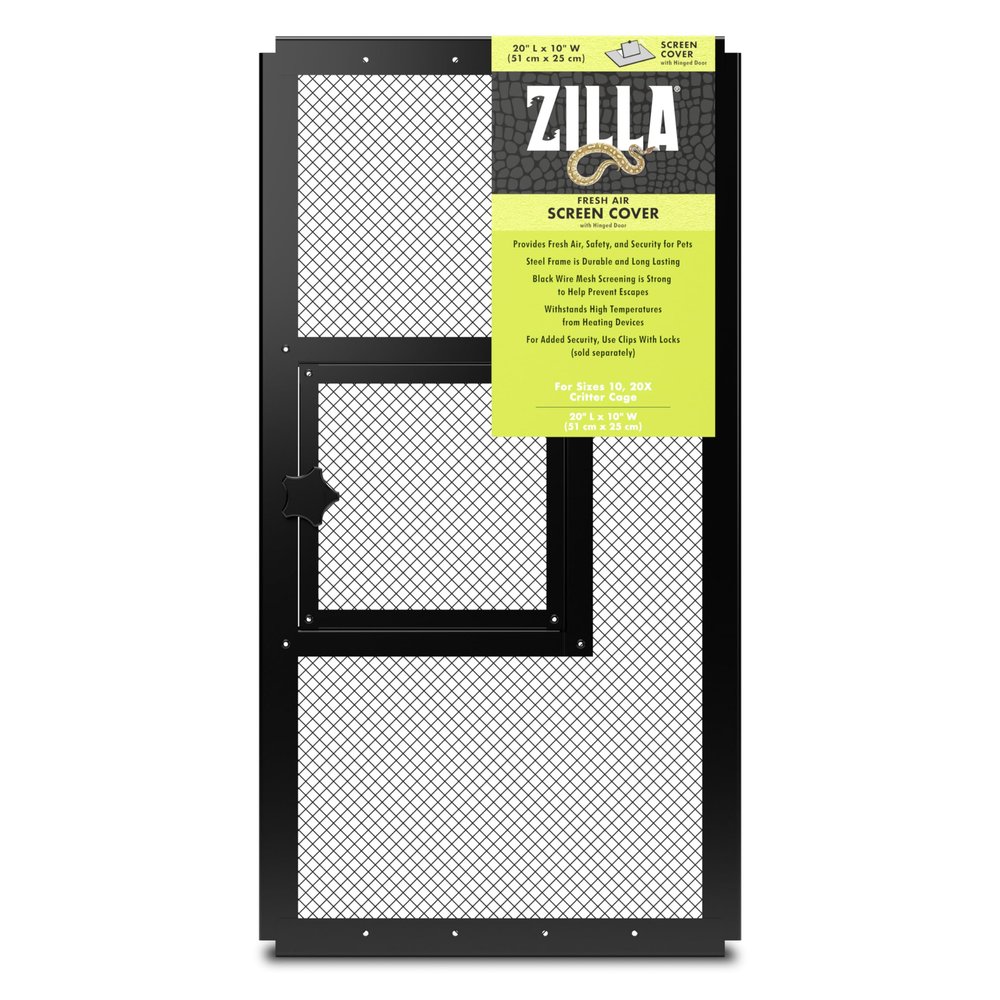 Zilla Pet Reptile Terrarium Fresh Air Screen Cover with Hinged Door 20" x 10"