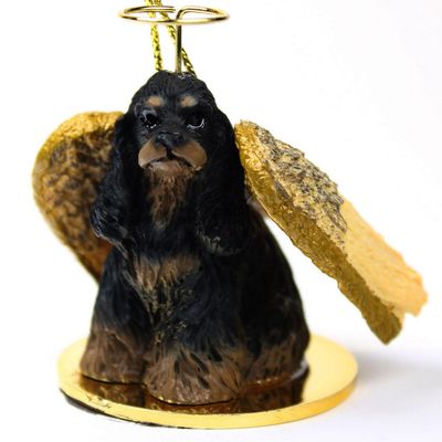 Cocker Spaniel Angel Dog Ornament - Black & Brown