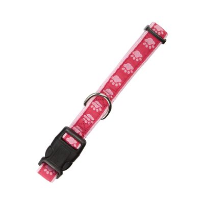 Casual Canine TwoTone Pawprint Dog Collar, 10-16-Inch, Pink