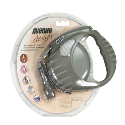 Avenue Design Retractable Tape Leash for Dogs, Gray, Large, 16 Feet