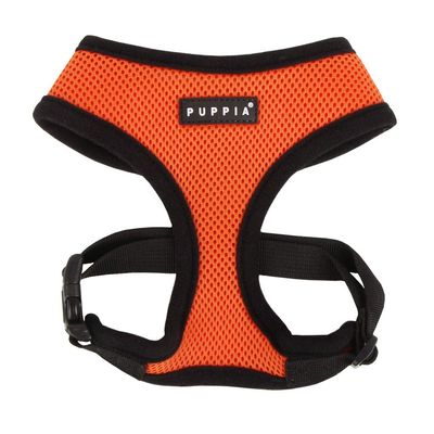 Puppia Soft Dog Harness No Choke Over-The-Head Triple Layered Breathable Mesh Adjustable Chest Belt and Quick-Release Buckle, Orange, Large