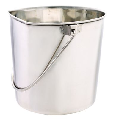 ProSelect Stainless Steel Flat Sided Pails Durable Pails for Fences, Cages, Crates, or Kennels - 9", 9-Quart