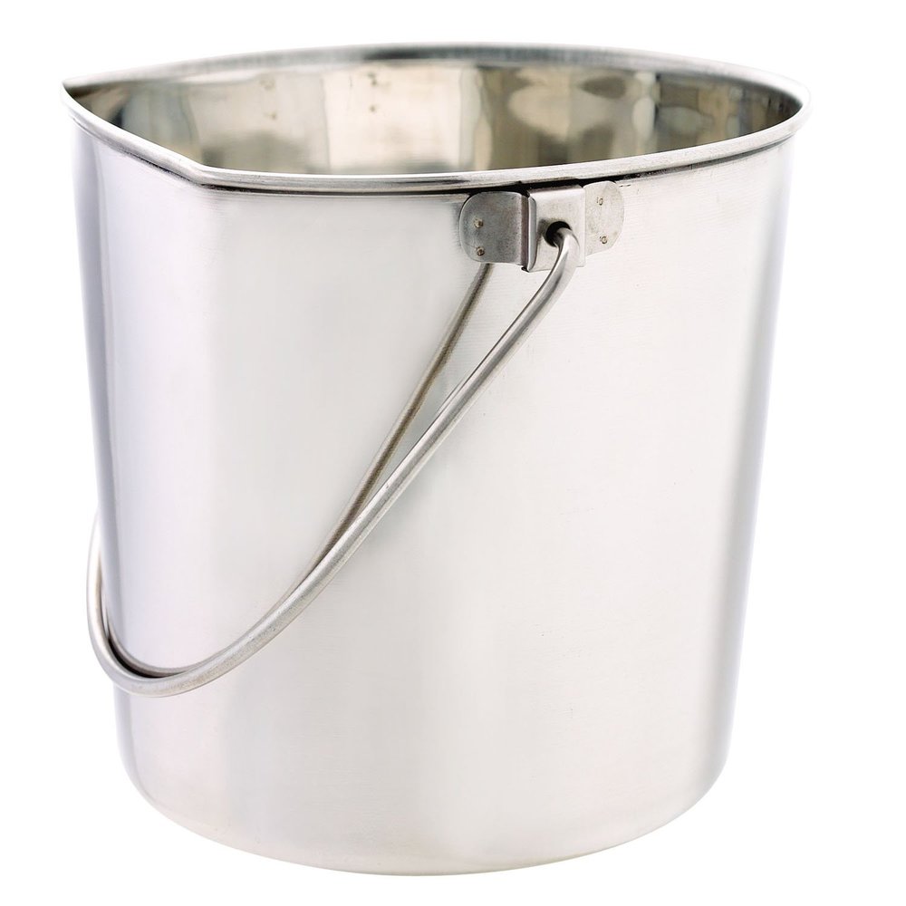 ProSelect Stainless Steel Flat Sided Pails Durable Pails for Fences, Cages, Crates, or Kennels - 9", 9-Quart