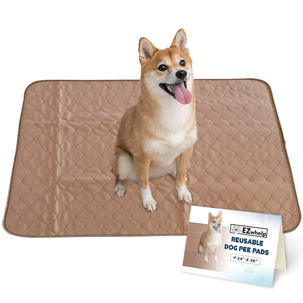 EZwhelp Reusable Dog Pee Pads - Waterproof Training Pads for Dogs - Washable & Sanitary - Rounded Corners - Laminated, Lightweight, Durable - Pet Essentials for Puppy Training and Whelping - 36" x 34"