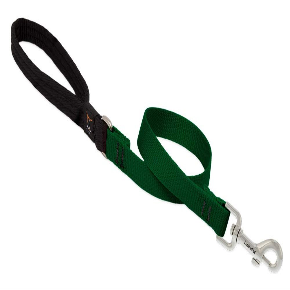 Traffic Leash by Lupine in 3/4" Wide Green 2-Foot Long with Padded Handle