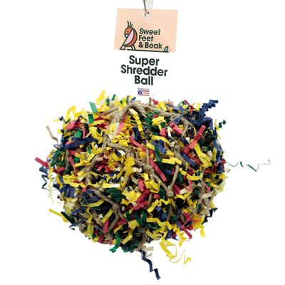 5 Super Shredder Ball Bird Toy - Fun Foraging Toys for Birds w/ Colorful Paper & Wooden Treasures - Easy to Hang Shredding Toys for Birds - Bird Shredding Toys for Cockatiels, Parrots & More