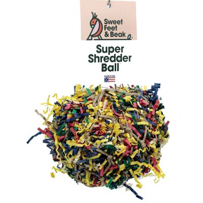 7 Super Shredder Ball Bird Toy - Fun Foraging Toys for Birds w/ Colorful Paper & Wooden Treasures - Easy to Hang Shredding Toys for Birds - Bird Shredding Toys for Cockatiels, Parrots & More