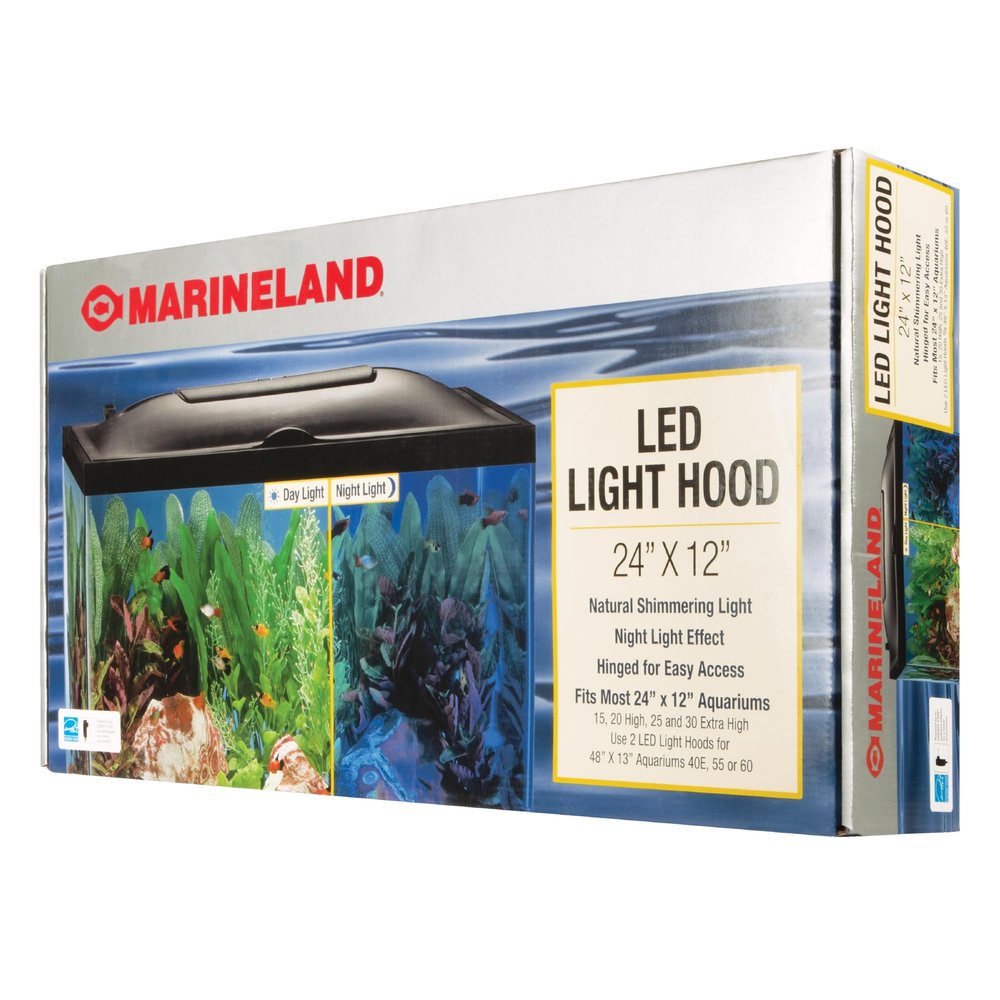 Marineland LED Light Hood For Aquariums, 24 Inches By 12 Inches, Natural Shimmering Light With Night Light Effect