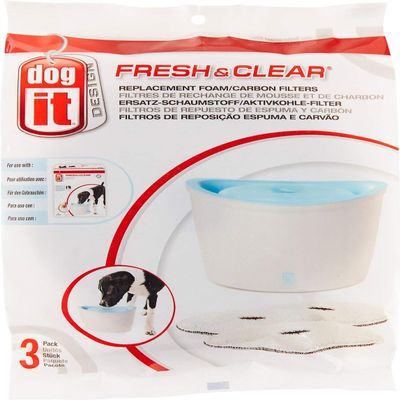 Dogit Replacement Drinking Water Fountain Filters, 3-Pack Replacement Filters for Dogit Fresh & Clear Drinking Water Fountain and ZEUS H2EAU Elevated Dog and Cat Drinking Water Fountain