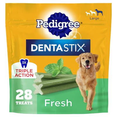 Pedigree Dentastix Dog Dental Treats, Large Breed Dog Treats, Fresh Flavor, 1.46 lb. Bag (28 Treats Total)