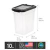 IRIS USA Airtight Dog Food Storage Container, WeatherPro, Up to 10 lbs, for Dog Cat Bird and Other Pet Food Storage Bin, Keep Fresh, Translucent Body, Made in USA, Clear/Black view 3