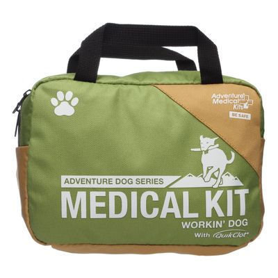 Adventure Medical Kits Workin' Dog Medical Kit with QuikClot - Canine Field First Aid Kit with Headlamp, Bandages, Cold Pack, Leash, Instruction Manual & More - Compact Dog Emergency Kit