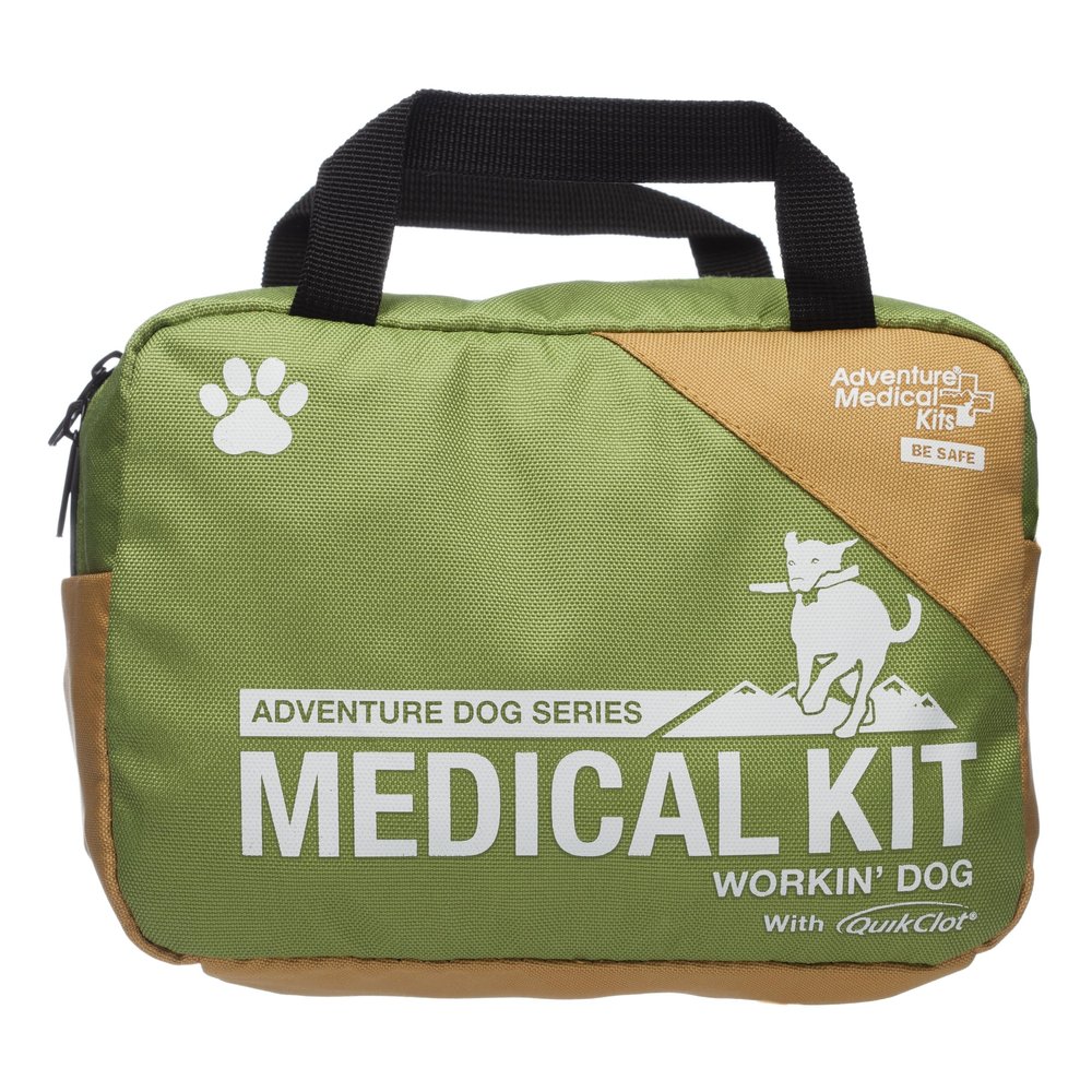 Adventure Medical Kits Workin' Dog Medical Kit with QuikClot - Canine Field First Aid Kit with Headlamp, Bandages, Cold Pack, Leash, Instruction Manual & More - Compact Dog Emergency Kit