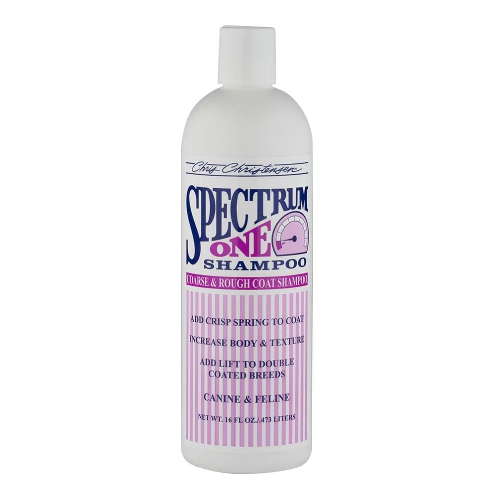 Chris Christensen Spectrum One Dog Shampoo, Coarse and Rough Coat, Groom Like a Professional, Maintain Crisp Texture, Will Not Dry Out Coat or Skin, Made in The USA, 16 oz