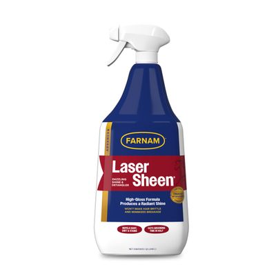 Farnam Laser Sheen Dazzling Shine and Detangler for Horses, Repels Dirt and Stains, Ready-To-Use Spray, 32 Ounces