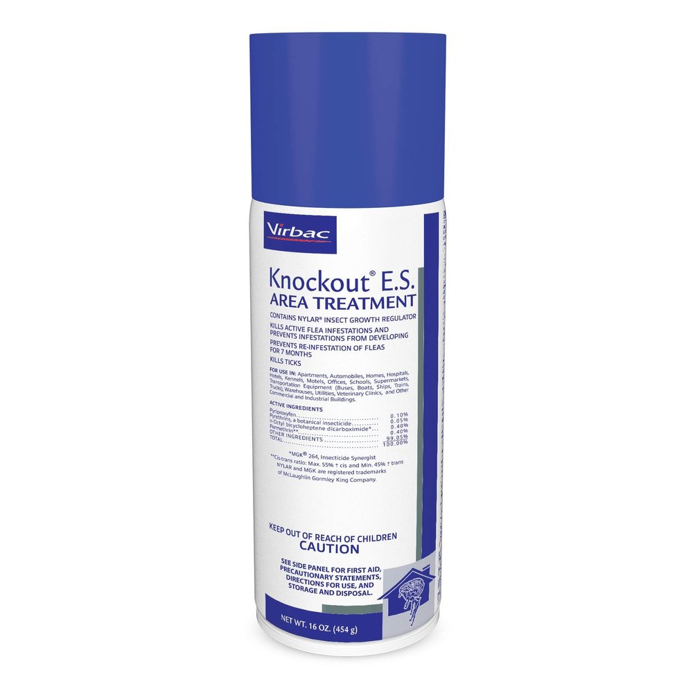 Virbac KNOCKOUT E.S. Area Treatment Carpet Spray, Kills Fleas, Flea Eggs, Flea Larvae, and Prevents Infestations, 16 oz