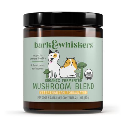 Dr. Mercola Bark & Whiskers Organic Fermented Mushroom Blend - Cat & Dog Supplement - Supports Digestive & Immune Health - Free from Additives, Filler & Gluten - 2.11 oz. (60 Scoops)
