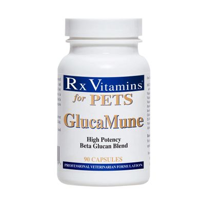 Rx Vitamins GlucaMune - Dog & Cat Immune Support Supplement with Beta Glucan - Daily Vitamins for Indoor Cats - Aid in Feline & Canine Wound Care, Gut Health - 90ct