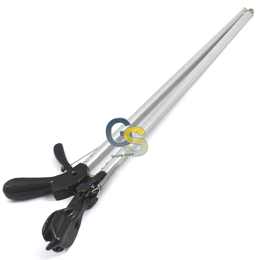 G.S 52" Snake Tongs Reptile Grabber Rattle Snake Catcher Silver Wide Jaw Handling Tool