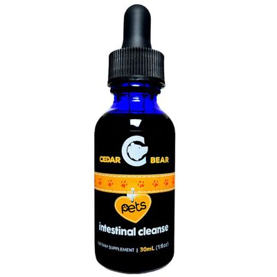 Cedar Bear Pets Intestinal Cleanse Natural Herbal Supplement That Gently Cleanses with Black Walnut Hull, Orange Peel, Lavender Flower and More