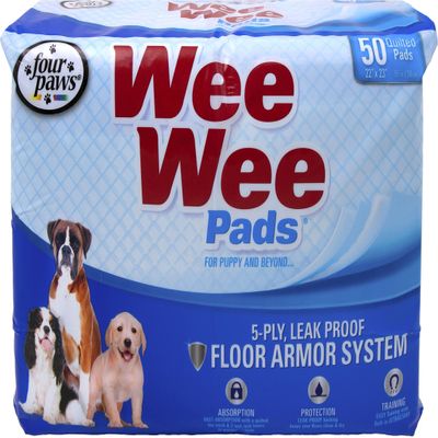 Four Paws Wee Wee Pads Dog Training Pads - 22 x 23 In, Plastic, Puppy