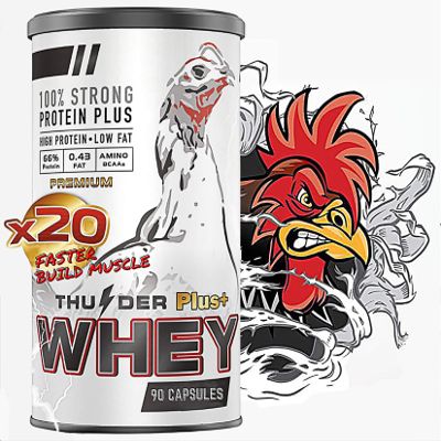 Thunder Rooster Booster Faster X3 New Formula 90 Capsules Whey Protein Vitamins Health Supplement Capsules Mixed Nourishing Chicken for Big Muscle & Mass Gain, Breeding, Healthy, Strong, Hen Feed