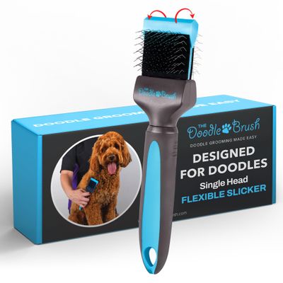 The Doodle Brush, Slicker Brush for Dogs, Single Head Dog Hair Brushes, Flexible Head Slicker for Dogs, Poodle, Labradoodle, Sheepadoodle, Tangle-Free Grooming, Healthy & Shiny Coat Pet Brushes