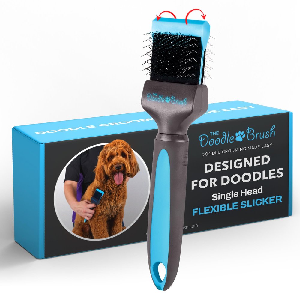 The Doodle Brush, Slicker Brush for Dogs, Single Head Dog Hair Brushes, Flexible Head Slicker for Dogs, Poodle, Labradoodle, Sheepadoodle, Tangle-Free Grooming, Healthy & Shiny Coat Pet Brushes