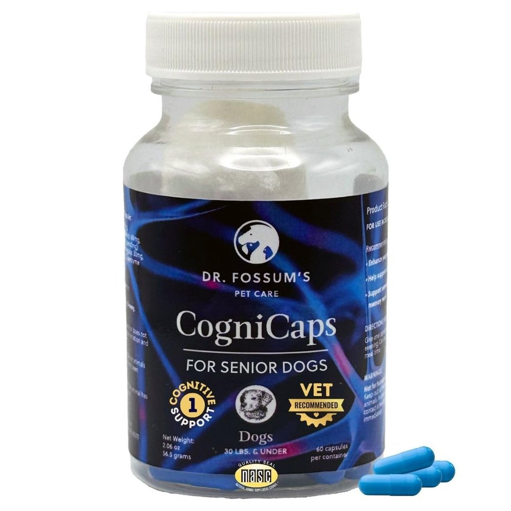 CogniCaps Dog Dementia Calming Cognitive Supplement - Clinically Studied Senior Dog Brain Health Support for Confusion, Pacing, Nighttime Restlessness, Anxiety, Disorientation, 60 Caps