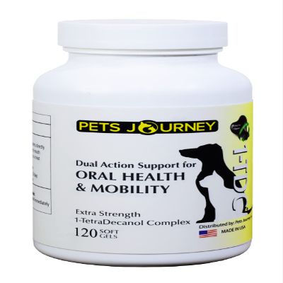 Pets Journey Mobility & Oral Health for Cats and Dogs - 1-TDC Dual Action Support - Promotes Dogs & Cat Oral Care & Joint Comfort - 120 Soft Gels