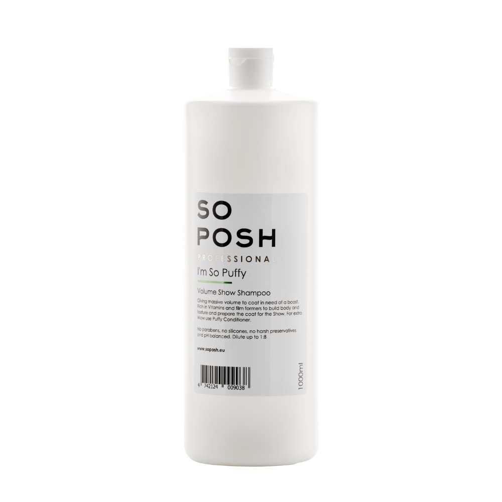 So Posh Im So Puffy Dog Shampoo - with Keratin & Vitamins, Perfect for Poodles & Bichons, Extreme Volume for Show Days, Sulfate & Paraben Free, 1:8 Concentrate. 33.8 Oz