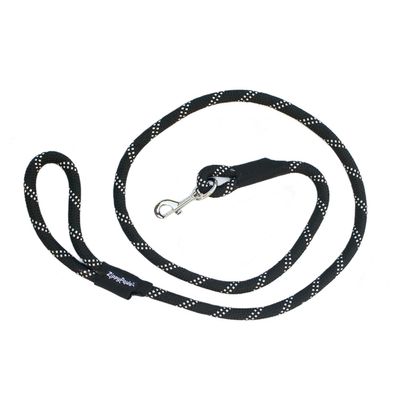 ZippyPaws Climbers Rope Heavy Duty Dog Leash - Thick Leashes for Large Breed Dogs, Durable 2/3'' Climbing Rope, 6 Feet Long, Comfortable Woven Design, Tested Strength Over 3000 lbs - Black