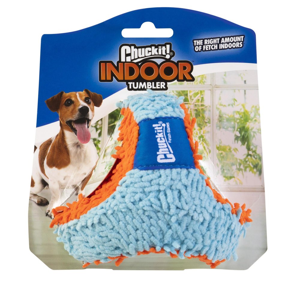 Chuckit! Indoor Fetch Tumbler Toy for Dogs - Interactive Dog Toys for Boredom, 4.5 Inch, Orange and Blue