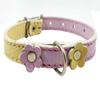 Genuine Leather Designer Dog Collar, Daisy, Studs. 11" x1/2" Wide. Fits 8"-10" Neck, Yorkshire Terrier, Puppies, Maltese view 1