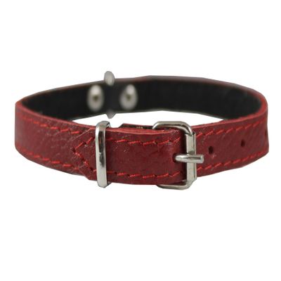 Red Genuine Leather Felt Padded Dog Collar 13" x1/2" Wide Fits 9"-12" Neck, Chihuahua, Yorkshire Terrier, Puppies