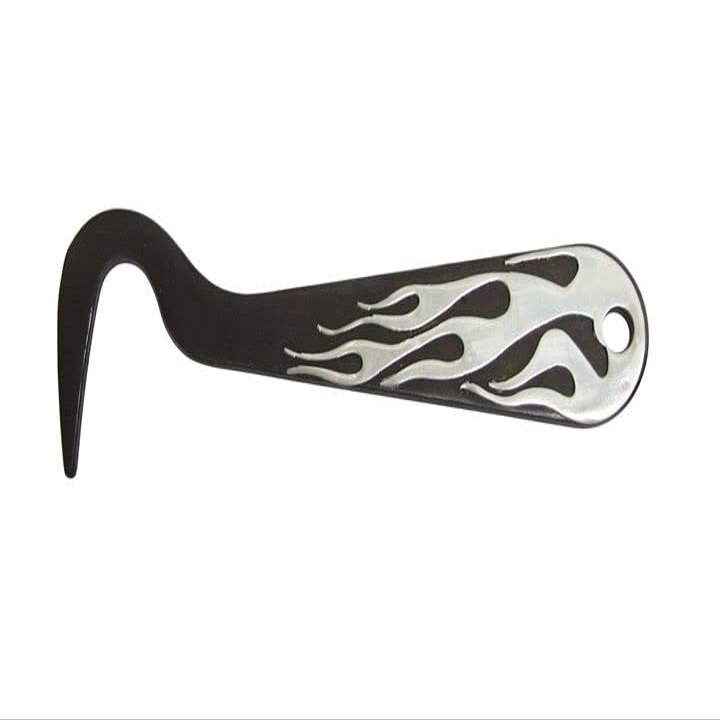 AJ Tack Antique Brown Steel Hoof Pick Flames Design