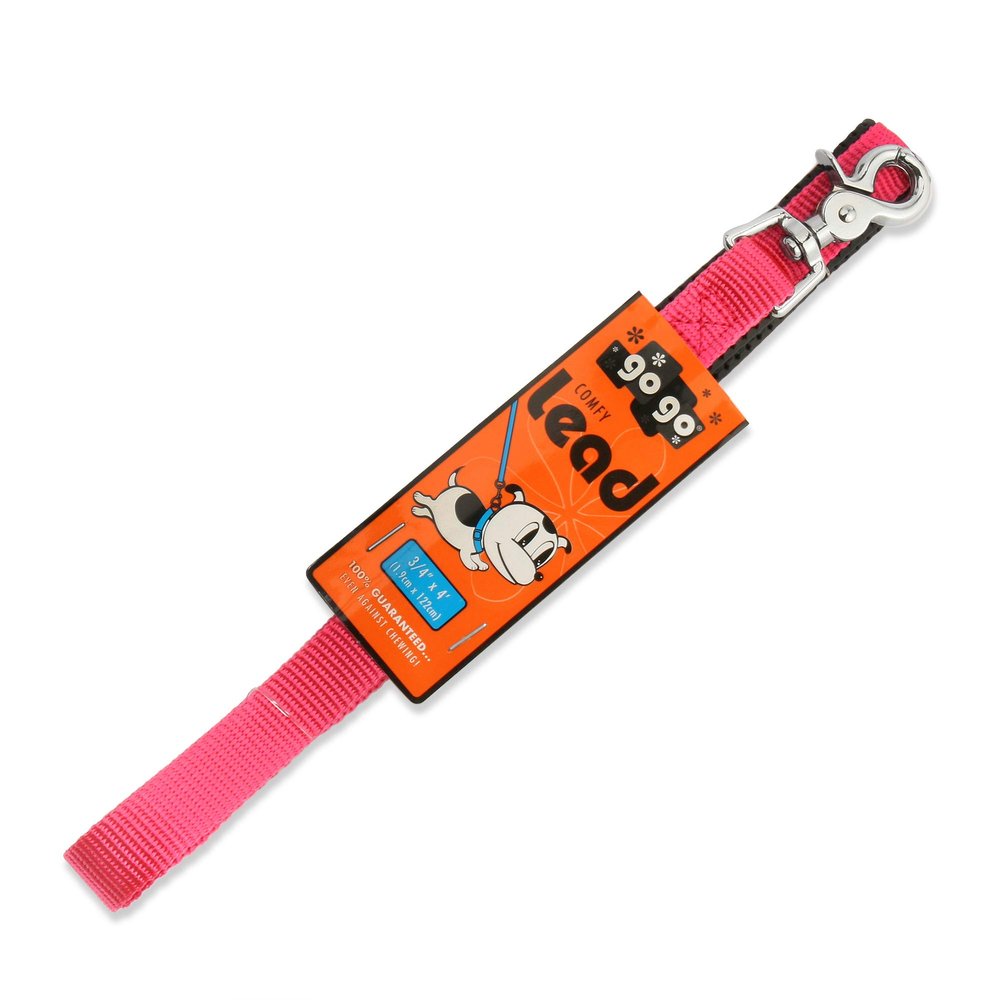 GOGO Pet Products 3/4-Inch Wide Comfy Nylon Dog Leash, 4-Feet Long, Pink