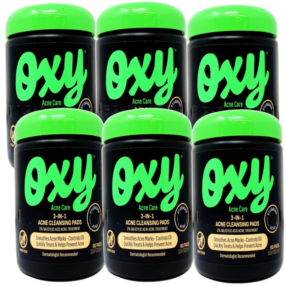 OXY Maximum Action 3-In-1 Treatment Pads 90 ea (Pack of 6)