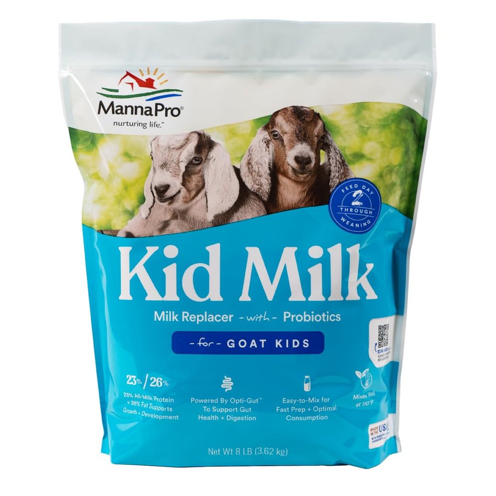 Manna Pro Goat Kid Milk Replacer - High in Protein to Support Growth - Powered by Opti-Gut to Support Gut Health & Digestion - Easy-to-Mix Formula - 8 Pounds
