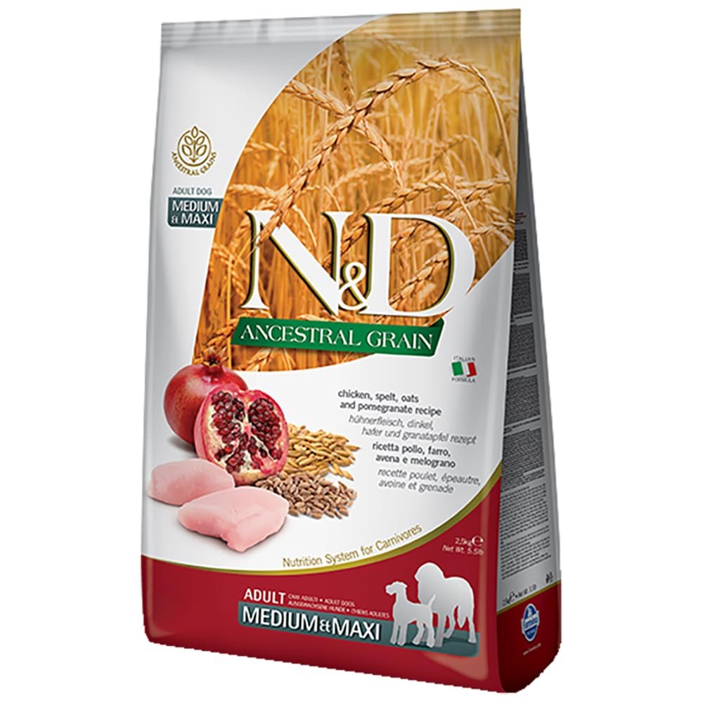 Farmina Natural And Delicious Ancestral Low-Grain Formula Dry Dog Food, 26.5-Pound, Lamb