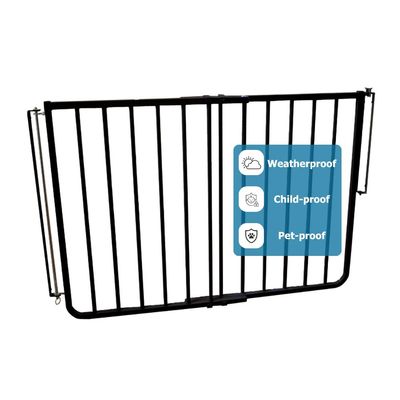 Cardinal Gates SS30OD Outdoor Dog Gate for Stairs Adjustable Aluminum Safety Gate for Kids & Pets Toddler Gate for Patio, Deck, Porch Wall Mounted Black Screw in - USA Based