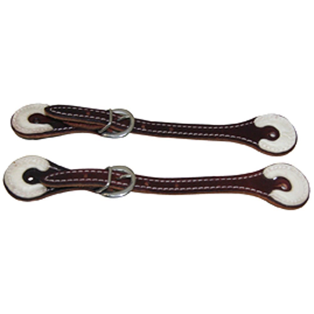 HILASON Burgundy Leather Spur Straps 1 Ply Stitched Skirt Rawhide Trim